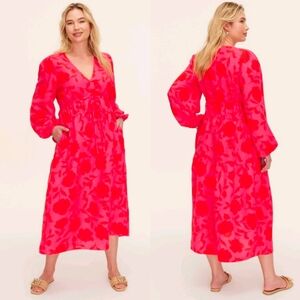 NWT | Kate Spade X Target | Classic Rose Linen Long Sleeve Maxi Dress